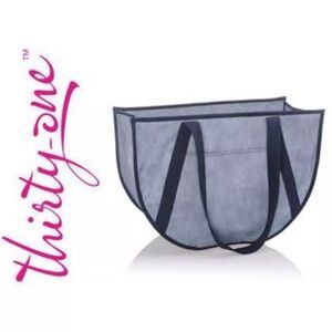 Thirty One Round Utility Tote Denim Distressed New